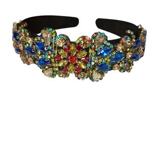 Headband Adorned With Multicolor Jewels Colorful Crystal Embellished Headband